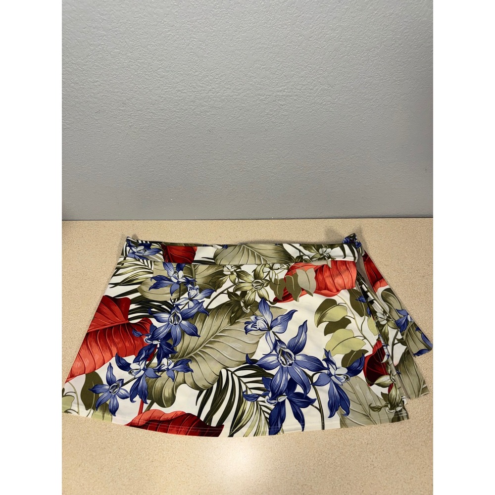 Tommy Bahama Tropical Floral Swim Skirt Wrap Cover Up medium Blue Red Green